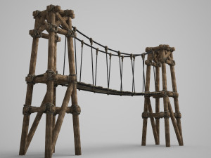 ancient wooden suspension bridge 3D Модель