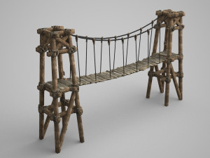 ancient wooden suspension bridge 3D Модель