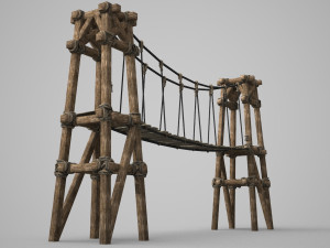ancient wooden suspension bridge 3D Модель