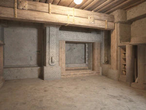 de kluizenaarskamer in oude architectuur 3D Model