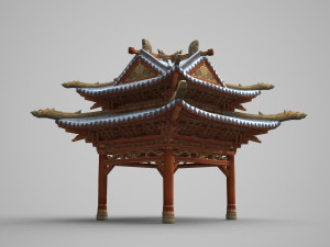 two storeys of ancient architecture pavilion Model 3D