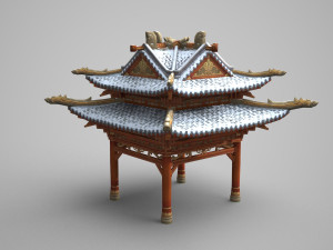 two storeys of ancient architecture pavilion Model 3D