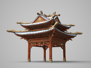 two storeys of ancient architecture pavilion Model 3D