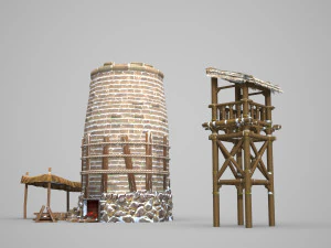 Peque&ntilde;o taller de hierro en la arquitectura antigua. Modelo 3D