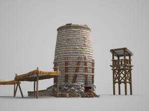small iron workshop in ancient architecture Modello 3D
