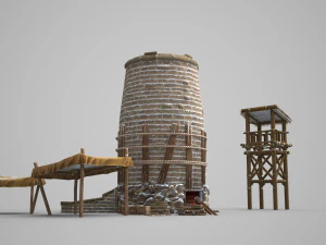 small iron workshop in ancient architecture 3D Model