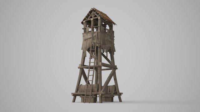 ancient building sentry tower and arrow tower 3D Model .c4d .max .obj .3ds .fbx .stl .blend 