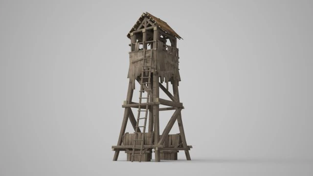 ancient building sentry tower and arrow tower 3D Model .c4d .max .obj .3ds .fbx .stl .blend 