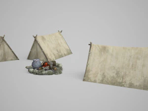 camp tent bonfire 3D Model
