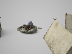 camp tent bonfire 3D Model