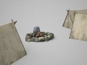 camp tent bonfire 3D Model