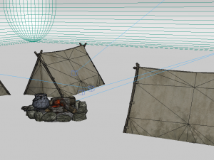 camp tent bonfire 3D Model