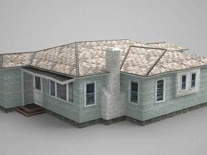 モダンな建物に接続されたバンガロー住居 3Dモデル