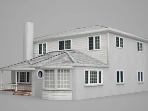 kayu dua lantai dalam arsitektur modern Model 3D
