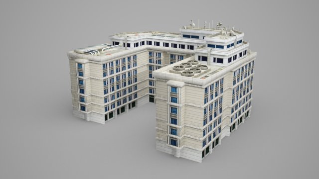 low-face building of modern architecture 3D 模型 .c4d .max .obj .3ds .fbx .stl .blend 