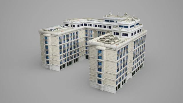 low-face building of modern architecture 3D Model .c4d .max .obj .3ds .fbx .stl .blend 