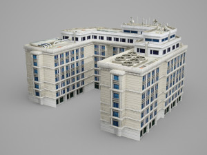 low-face building of modern architecture Modelo 3D