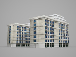 low-face building of modern architecture 3D 模型