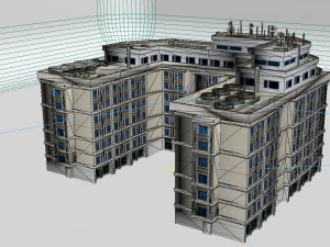 low-face building of modern architecture 3D Model