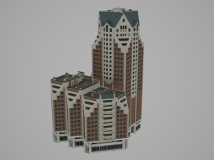 low-face building of modern architecture Model 3D