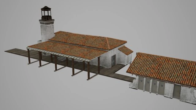 old-fashioned station in modern architecture 3D Model .c4d .max .obj .3ds .fbx .stl .blend 