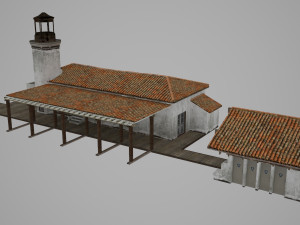old-fashioned station in modern architecture 3Dモデル
