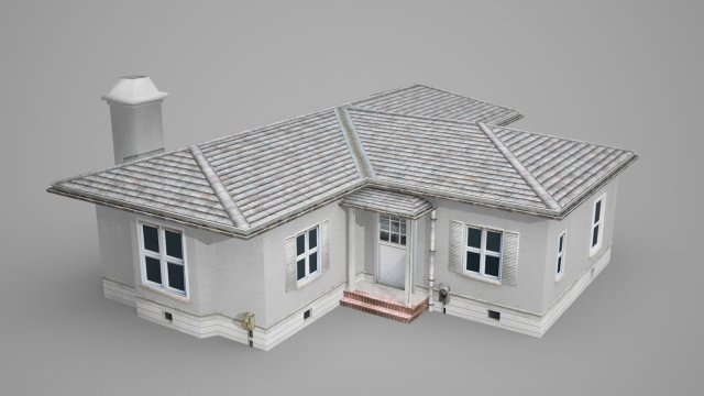 t-type white villa house in modern architecture 3D 模型 .c4d .max .obj .3ds .fbx .stl .blend 