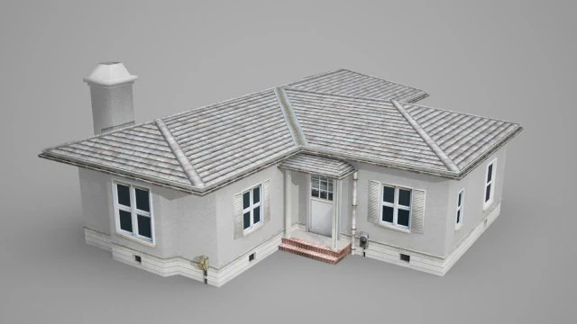 t-type white villa house in modern architecture 3D Model .c4d .max .obj .3ds .fbx .stl .blend 