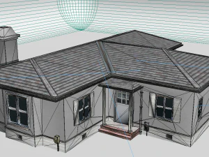 t-type white villa house in modern architecture 3D Model
