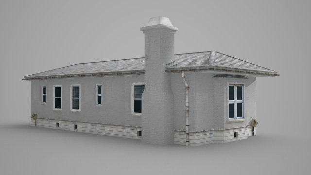 t-type white villa house in modern architecture Model 3D .c4d .max .obj .3ds .fbx .stl .blend 