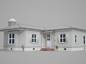 t-type white villa house in modern architecture Model 3D