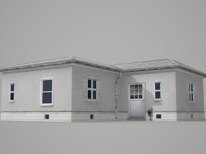 t-type white villa house in modern architecture Model 3D