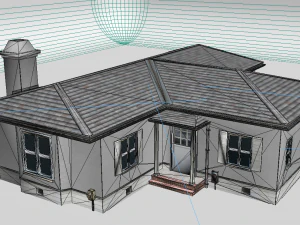 t-type white villa house in modern architecture 3D Model