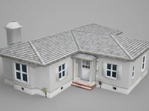 t-type white villa house in modern architecture 3D Model