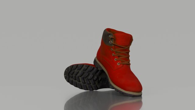 red winter boots 3D in 3DExport