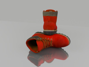 red winter boots Model 3D