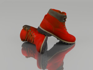 red winter boots Model 3D