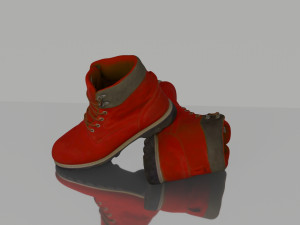 red winter boots Model 3D