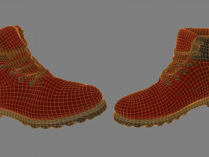 red winter boots Model 3D