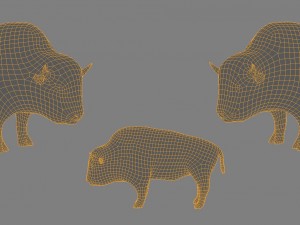 bison low poly base mesh 3D मॉडल