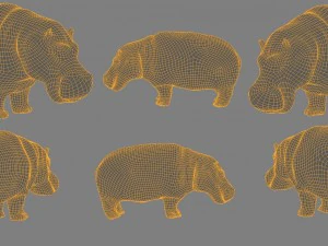 hippopotamus low poly base mesh 3D Model