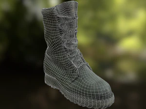 military boot low poly model 3D Model