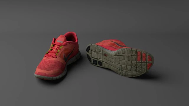 worn nike free run 3 sneaker shoe low poly model 3D Model .c4d .max .obj .3ds .fbx .stl .blend 