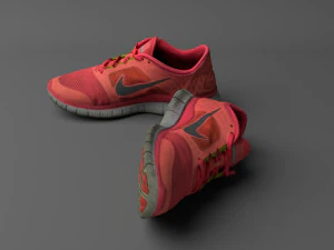 worn nike free run 3 sneaker shoe low poly model 3D Model