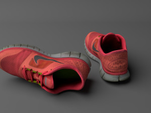 worn nike free run 3 sneaker shoe low poly model Modello 3D