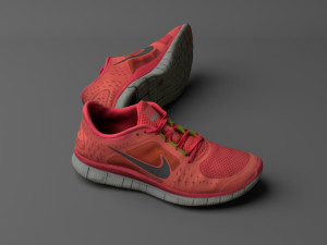 worn nike free run 3 sneaker shoe low poly model Modello 3D