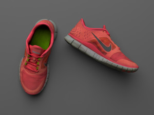 worn nike free run 3 sneaker shoe low poly model Modello 3D