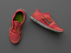 worn nike free run 3 sneaker shoe low poly model 3D Model