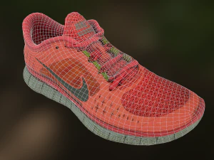 worn nike free run 3 sneaker shoe low poly model 3D Model