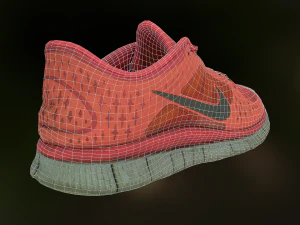 worn nike free run 3 sneaker shoe low poly model 3D Model